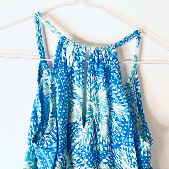 Lilly Pulitzer Blue Green Printed Keyhole Tank Top - Picture 3 of 6